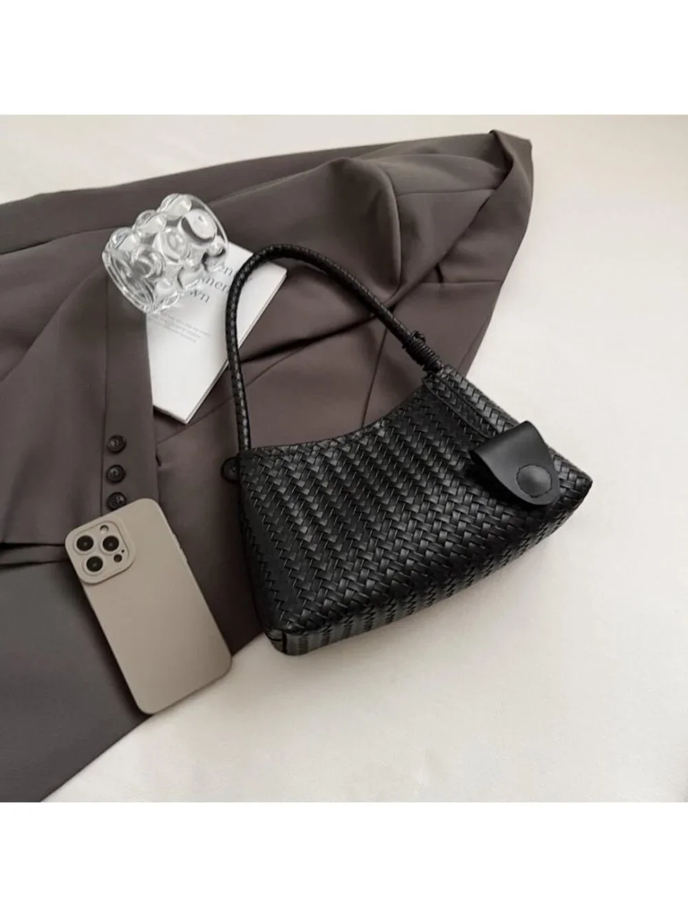 Trendy Woven Hobo Bag for Women | Faux Leather Shoulder Tote | Slouchy Purse for